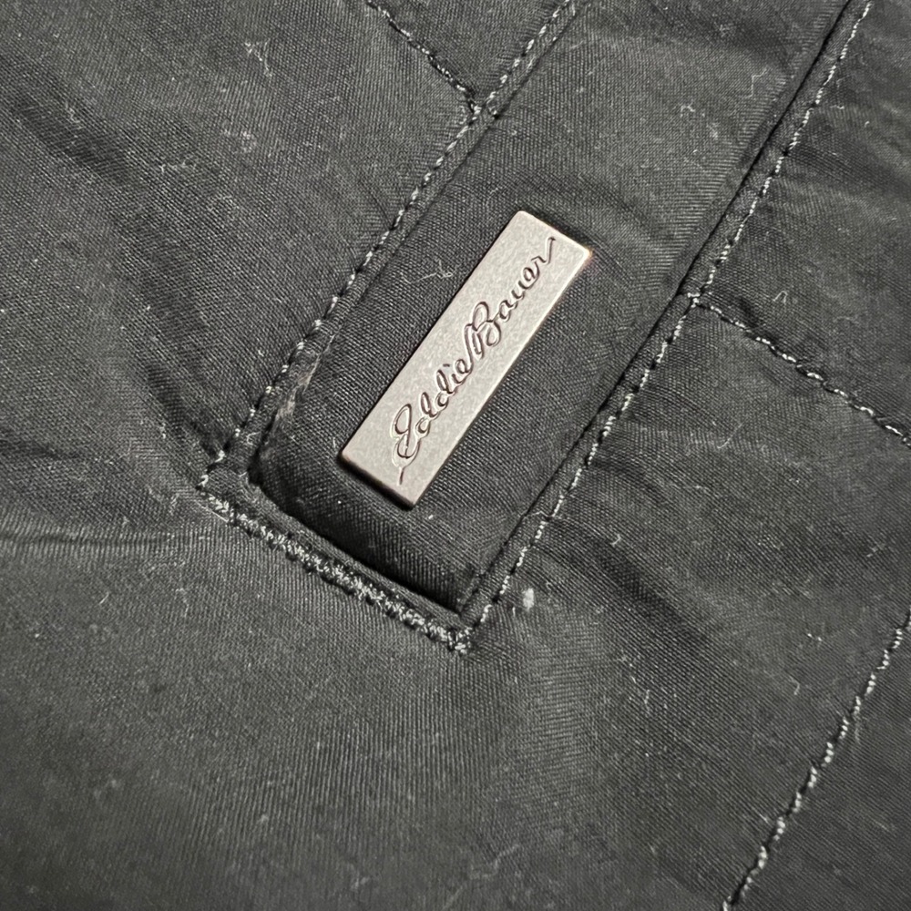 Eddie Bauer Mens Insulated Quilted Vest Black Sherpa Collar Size TL - Picture 4 of 6